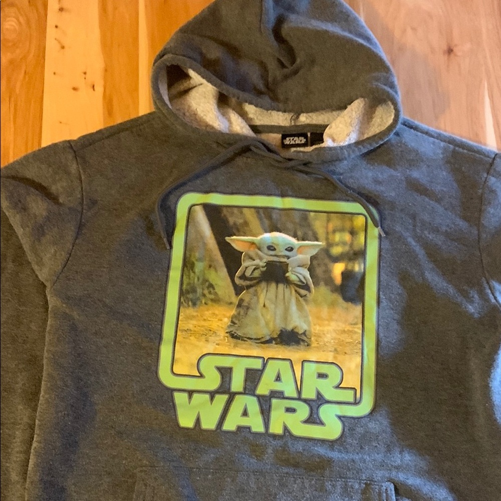 Star Wars Charcoal Hoodie with Baby Yoda Graphic